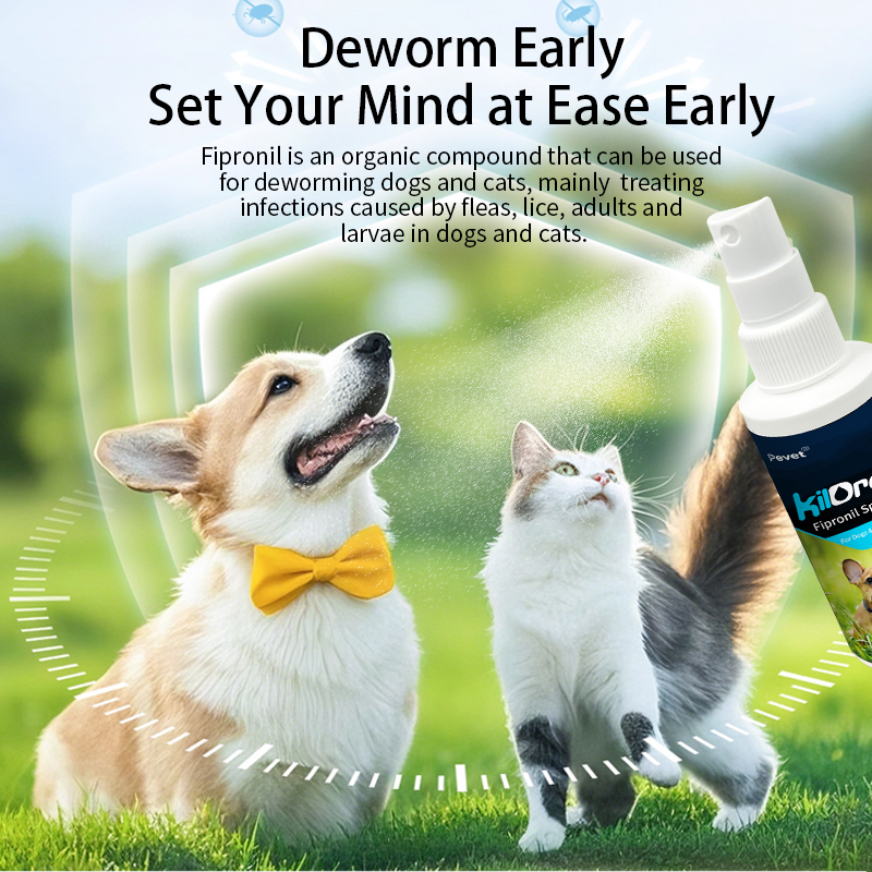 Vet-recommended Spreads through Pet dewormer Fipronil Spray for dogs and cats,Spreads through Sebum Fipronil Spot On Solutions for dog with a weight of 10 to 20kg,Pevet