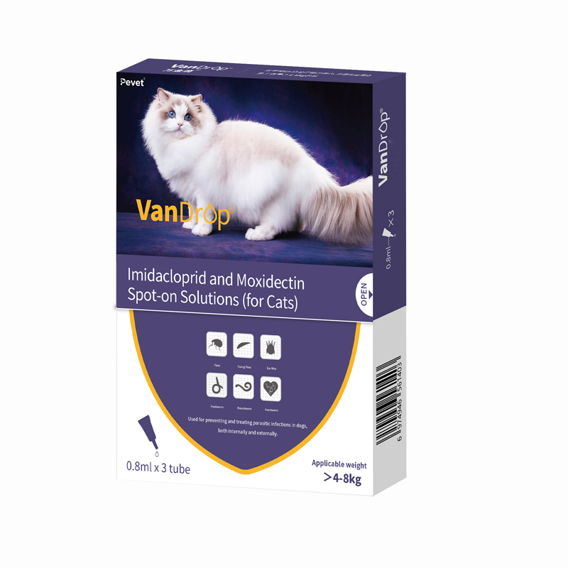 ยากำจัดหมัดและเห็บออกฤทธิ์ยาวนาน Moxidectin Imidacloprid สูตรผสมแบบหยดสำหรับแมว,ยากำจัดหมัดและเห็บออกฤทธิ์ยาวนาน Moxidectin Imidacloprid สูตรผสมแบบหยดสำหรับแมว,Pevet