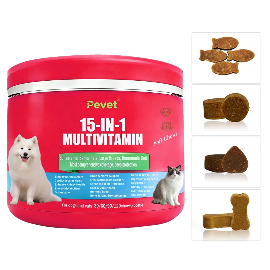 Viên nhai mềm bổ sung vitamin tổng hợp Pevet Multivitamin Soft Chews Glucosamine Probiotics Hỗ trợ tim mạch, khớp, da và hệ miễn dịch 60 viên/chai,Viên nhai mềm bổ sung vitamin tổng hợp Pevet Multivitamin Soft Chews Glucosamine Probiotics Hỗ trợ tim mạch, khớp, da và hệ miễn dịch 60 viên/chai,Pevet