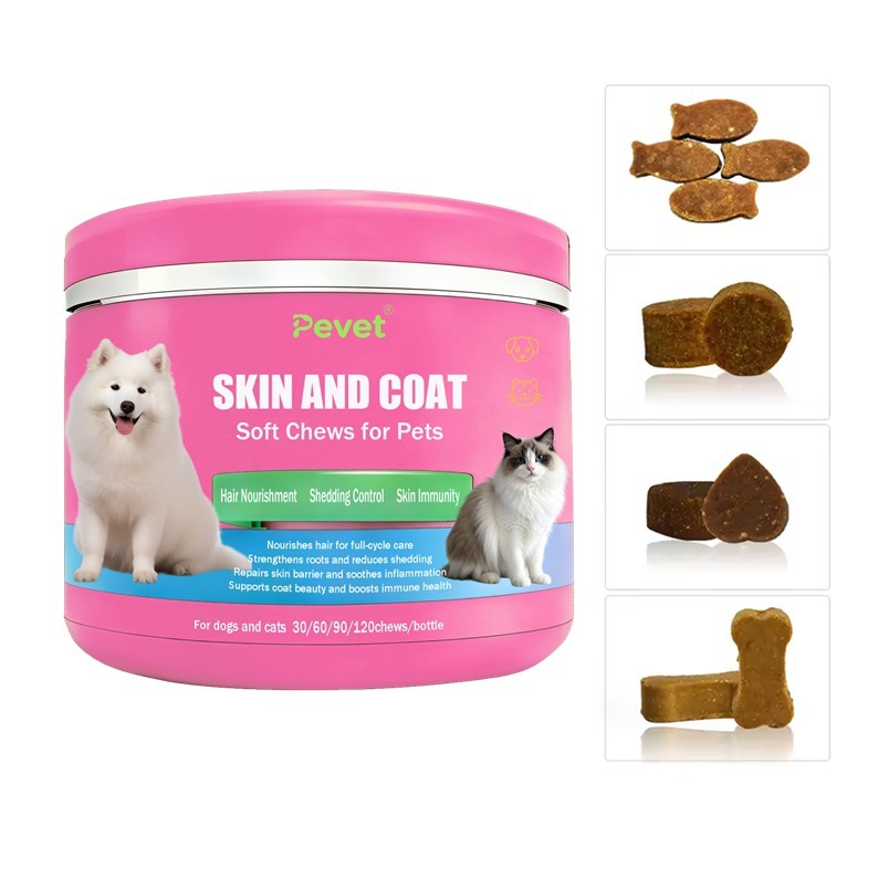 Suplementos nutricionais mastigáveis para pele e pelagem, fornecimento do fabricante, para combater a queda de pelos, cuidar da beleza da pelagem e da saúde do seu animal de estimação.,Suplementos nutricionais mastigáveis para pele e pelagem, fornecimento do fabricante, para combater a queda de cabelo, cuidar da beleza da pelagem e da saúde do seu animal de estimação.,Pevet