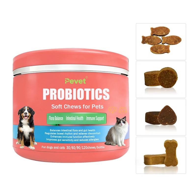 Comprimés à croquer PROBIOTIQUES pour la santé digestive des chats et des chiens, probiotiques pour animaux de compagnie, soutien intestinal, OEM, conditionnement en pot,Comprimés à croquer PROBIOTIQUES pour la santé digestive des chats et des chiens, probiotiques pour animaux de compagnie, soutien intestinal, OEM, conditionnement en pot,Pevet