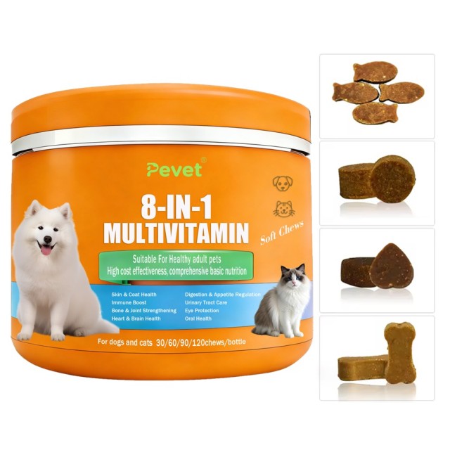 Viên nhai mềm bổ sung vitamin tổng hợp Pevet Multivitamin Soft Chews Glucosamine Probiotics Hỗ trợ tim mạch, khớp, da và hệ miễn dịch 60 viên/chai,Viên nhai mềm bổ sung vitamin tổng hợp Pevet Multivitamin Soft Chews Glucosamine Probiotics Hỗ trợ tim mạch, khớp, da và hệ miễn dịch 60 viên/chai,Pevet