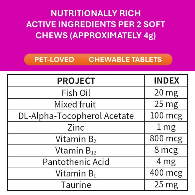 Suplementos nutricionais mastigáveis para pele e pelagem, fornecimento do fabricante, para combater a queda de pelos, cuidar da beleza da pelagem e da saúde do seu animal de estimação.,Suplementos nutricionais mastigáveis para pele e pelagem, fornecimento do fabricante, para combater a queda de cabelo, cuidar da beleza da pelagem e da saúde do seu animal de estimação.,Pevet