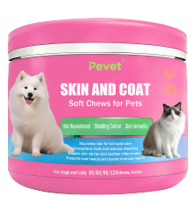 Suplementos nutricionais mastigáveis para pele e pelagem, fornecimento do fabricante, para combater a queda de pelos, cuidar da beleza da pelagem e da saúde do seu animal de estimação.,Suplementos nutricionais mastigáveis para pele e pelagem, fornecimento do fabricante, para combater a queda de cabelo, cuidar da beleza da pelagem e da saúde do seu animal de estimação.,Pevet