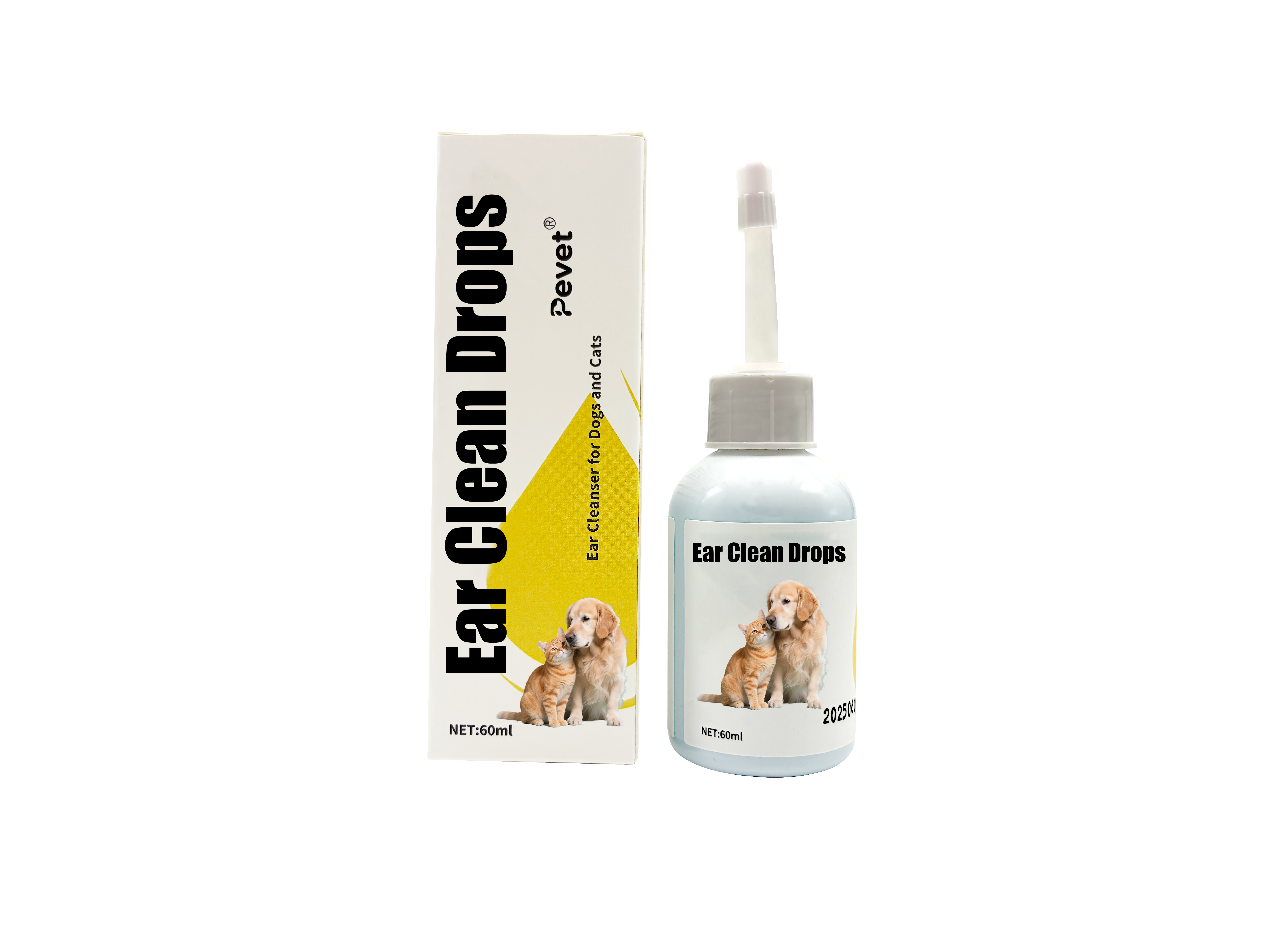 Pevet Ear Cleaner for Dogs & Cats – Removes Ear Wax & Controls Odor, Gentle Formula, 60ml,EarDrop Cleanser for Dogs and Cats or cleaning the ear canal in dogs and cats, removing cerumen and secretions, reducing itching, ear scratching, and head shaking. Assisting in repairing ear canal mucosa, removing cerumen, preventing ear odor,Pevet