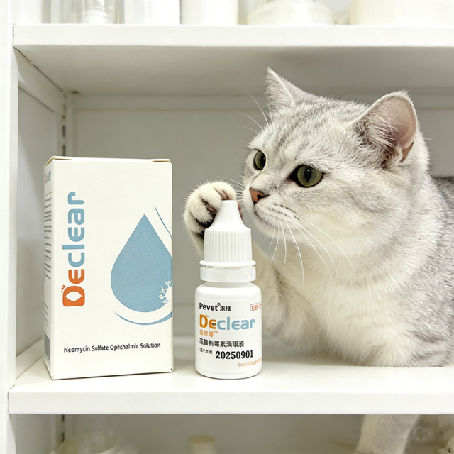 Pevet Antibiotic Eye Drops for Dogs & Cats – Neomycin Sulfate, Treats Conjunctivitis & Keratitis, 8ml,eterinary neomycin eye solution,Pevet