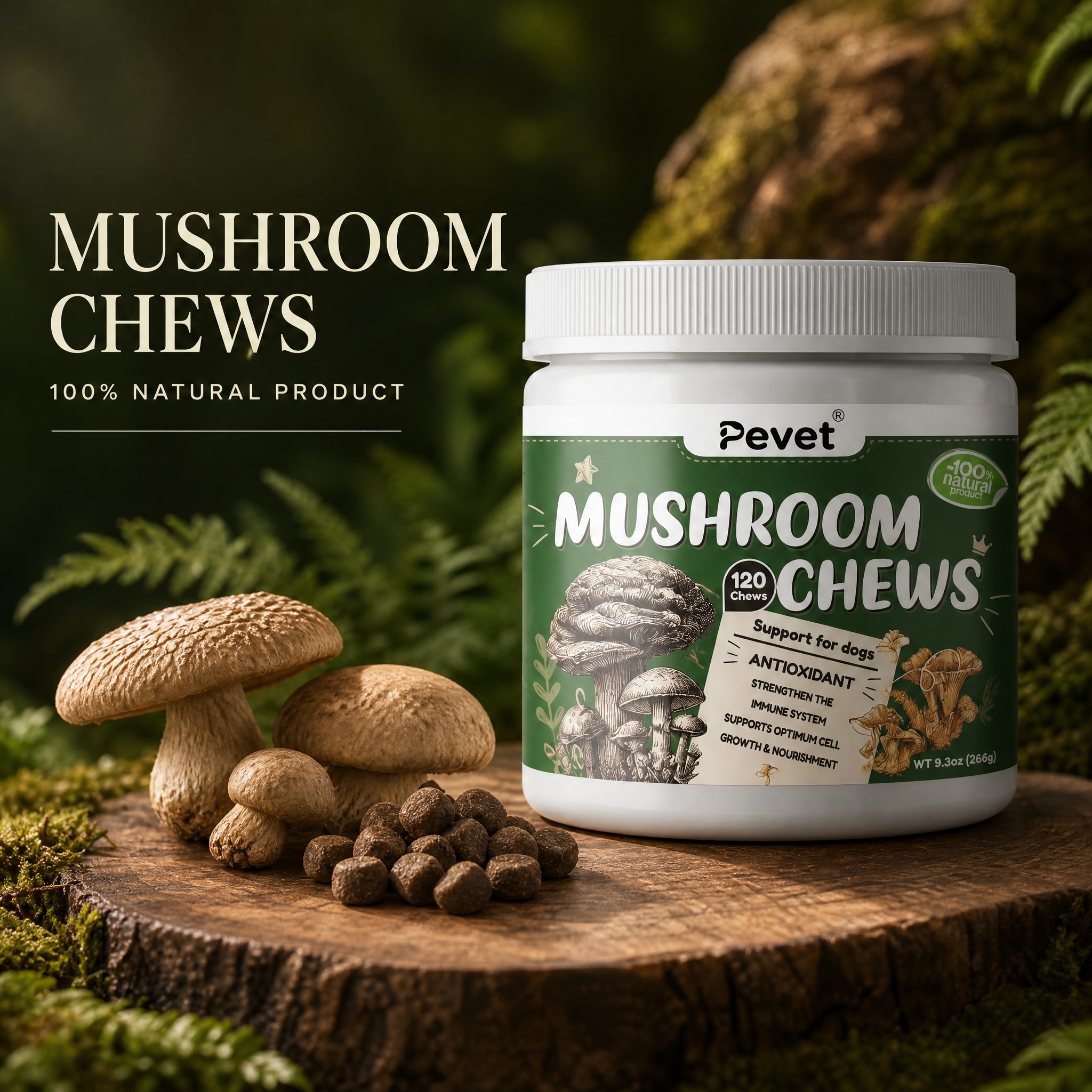 Pevet OEM ODM Grain-Free Mushroom Supplement Soft Chews Ashwagandha Probiotic Blend-Immune Support Joint Health,Pevet OEM ODM Grain-Free Mushroom Supplement Soft Chews Ashwagandha Probiotic Blend-Immune Support Joint Health,Pevet