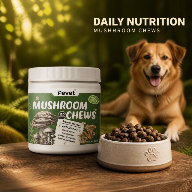Pevet OEM ODM Grain-Free Mushroom Supplement Soft Chews Ashwagandha Probiotic Blend-Immune Support Joint Health,Pevet OEM ODM Grain-Free Mushroom Supplement Soft Chews Ashwagandha Probiotic Blend-Immune Support Joint Health,Pevet