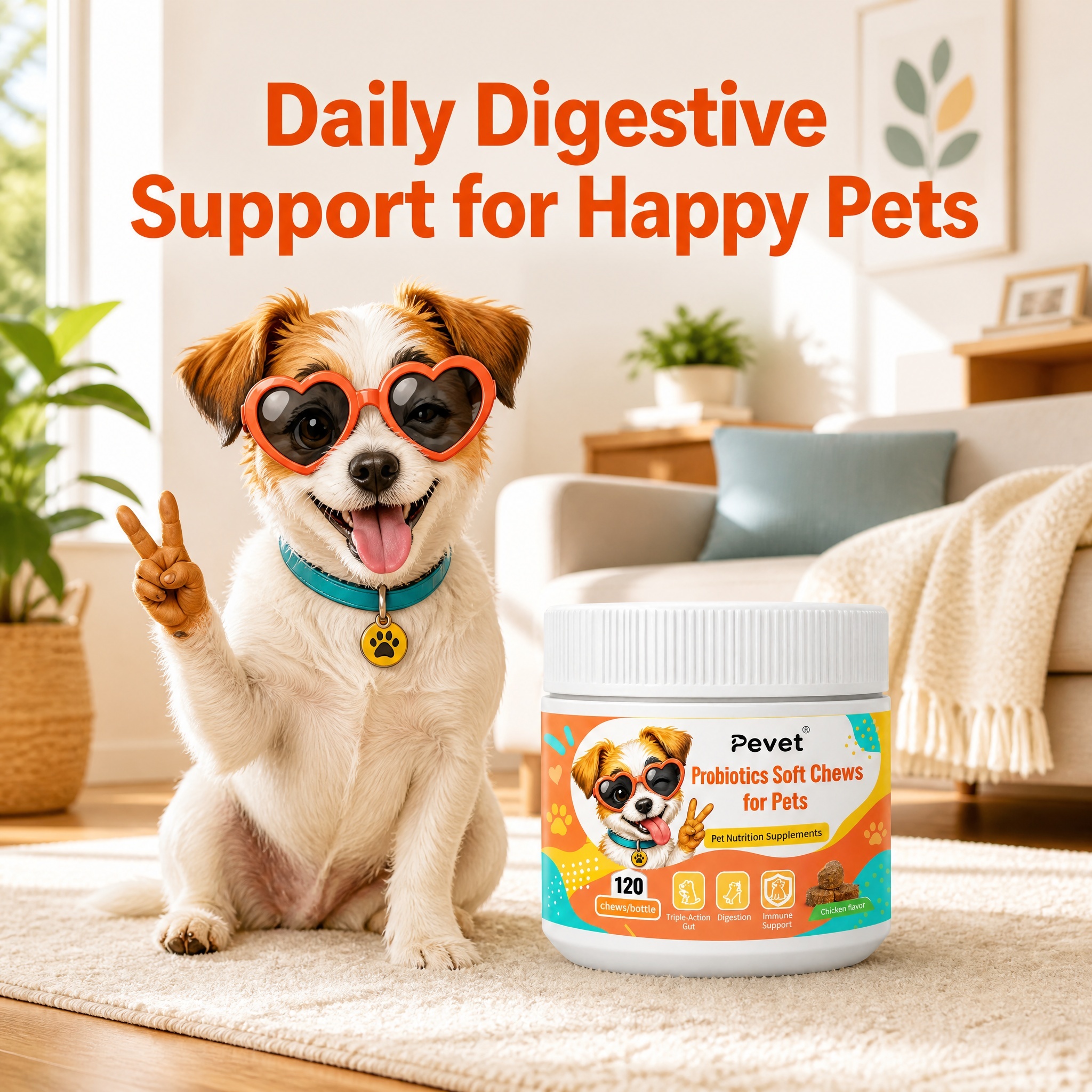 Pevet Probiotic Soft Chews for Dogs-Long-acting Gut Health & Seasonal Allergy Support Digestive Health Supplements,Pevet Probiotic Soft Chews for Dogs-Long-acting Gut Health & Seasonal Allergy Support Digestive Health Supplements,Pevet