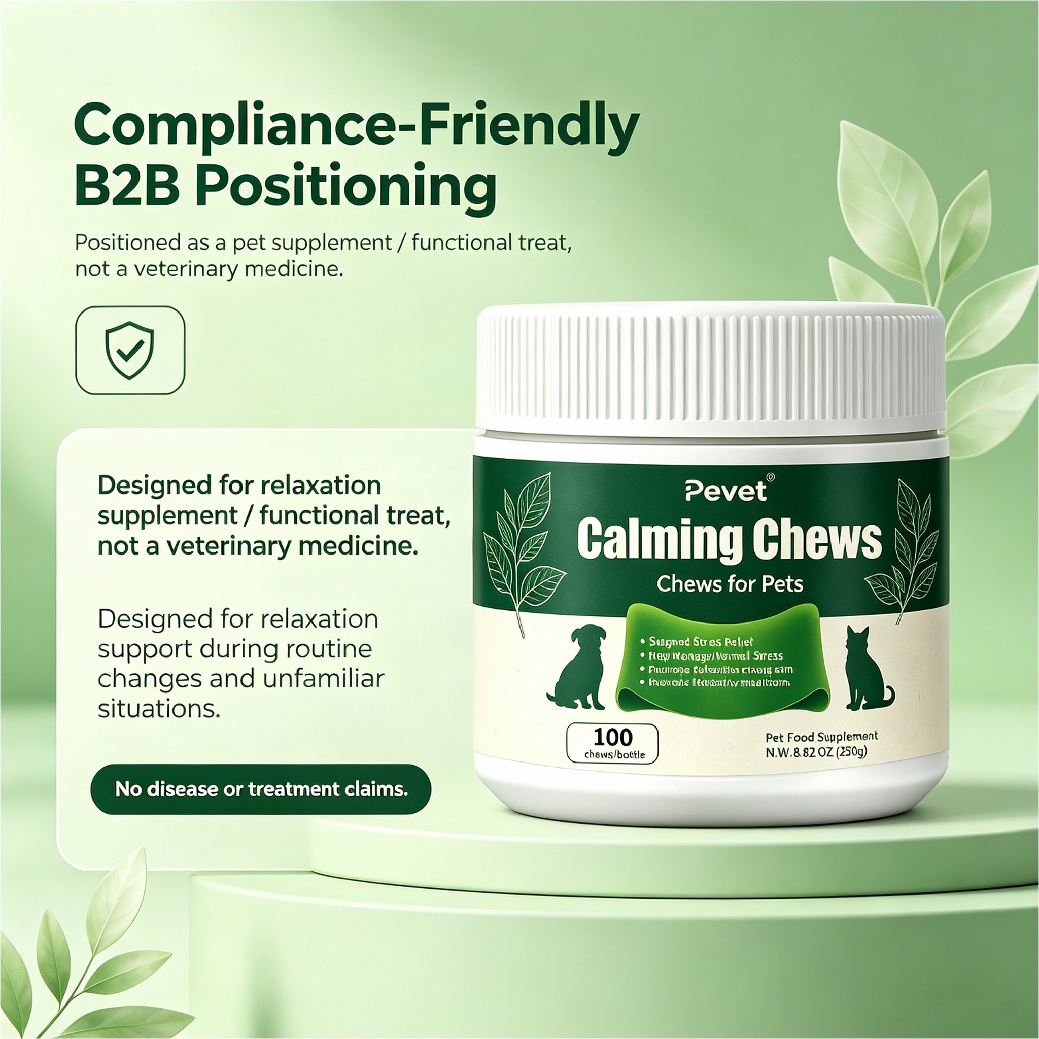 Pevet Calming Soft Chews for Cats & Dogs - Natural Colostrum, Passion Flower, Theanine, Inulin, Eases Storm Fears Stress & Noise,Pevet Calming Soft Chews for Cats & Dogs - Natural Colostrum, Passion Flower, Theanine, Inulin, Eases Storm Fears Stress & Noise,Pevet