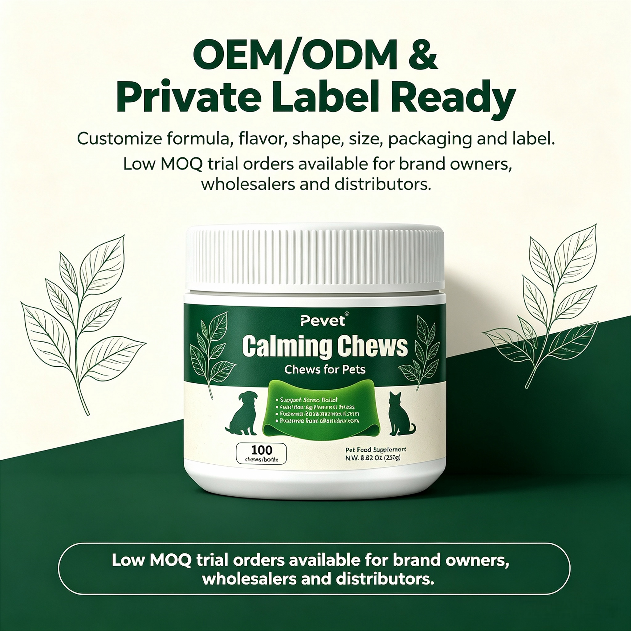 Pevet Calming Soft Chews for Cats & Dogs - Natural Colostrum, Passion Flower, Theanine, Inulin, Eases Storm Fears Stress & Noise,Pevet Calming Soft Chews for Cats & Dogs - Natural Colostrum, Passion Flower, Theanine, Inulin, Eases Storm Fears Stress & Noise,Pevet