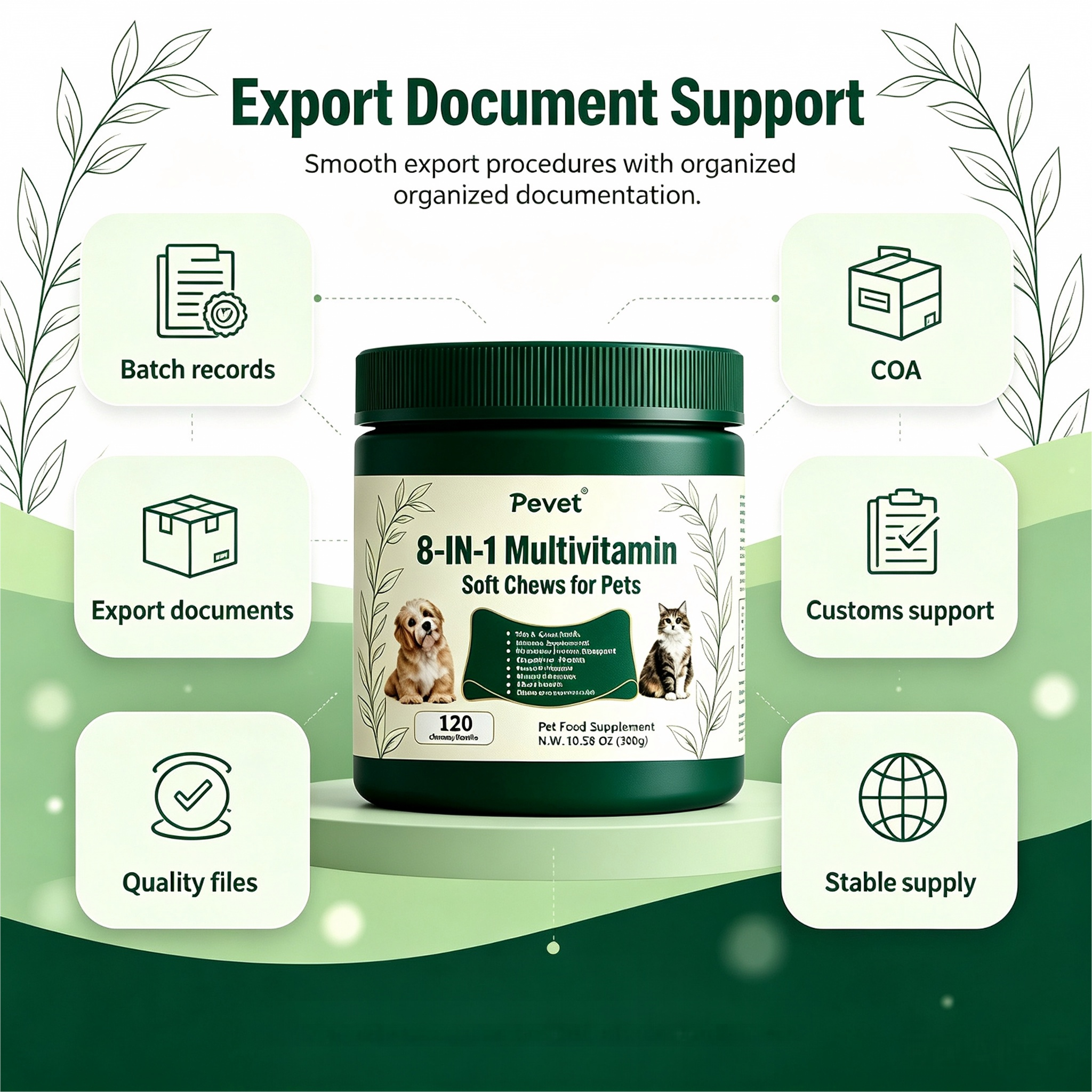 Pevet 8-in-1 Multivitamin Soft Chews Supports Herding Breeds Skin Coat Joint Heart Digestion Urinary Vision Oral Factory Supply,Pevet 8-in-1 Multivitamin Soft Chews Supports Herding Breeds Skin Coat Joint Heart Digestion Urinary Vision Oral Factory Supply,Pevet