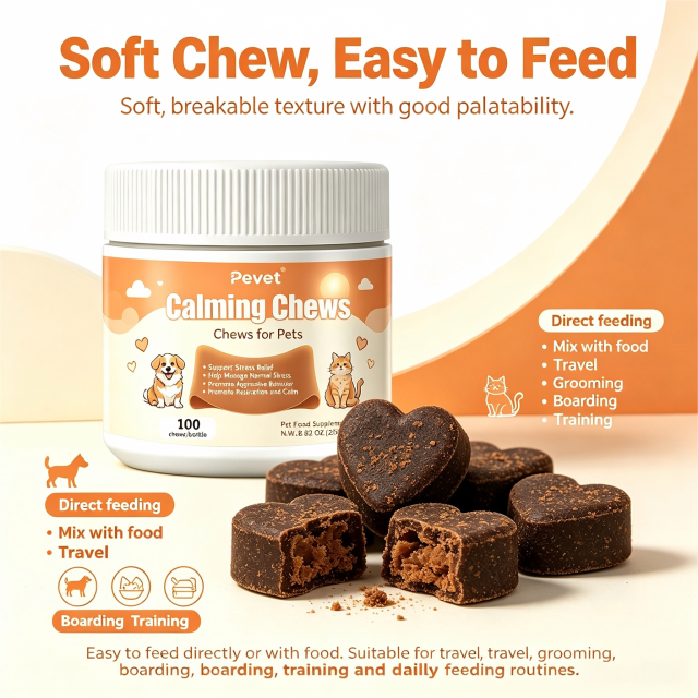 Pevet Calming Soft Chews for Cats & Dogs - Natural Chamomile, Valerian Root, Colostrum, Ginger, Eases Car Travel Stress & Noise,Pevet Calming Soft Chews for Cats & Dogs - Natural Chamomile, Valerian Root, Colostrum, Ginger, Eases Car Travel Stress & Noise,Pevet