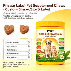 Pevet 8-in-1 Multivitamin Soft Chews Supports Post Workout Skin Coat Joint Heart Digestion Urinary Vision Oral Custom Label,Pevet 8-in-1 Multivitamin Soft Chews Supports Post Workout Skin Coat Joint Heart Digestion Urinary Vision Oral Custom Label,Pevet