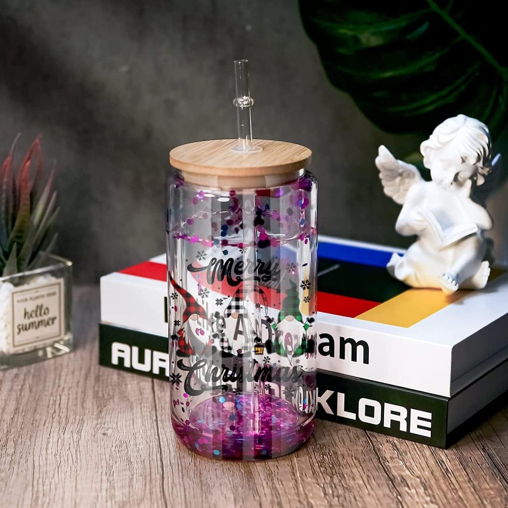 RTS US Warehouse 25pack 16oz double wall glass snow globe tumbler pre-drillled