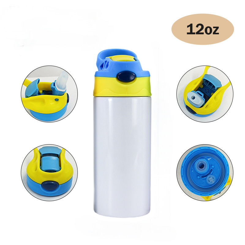 RTS USA Warehouse12oz Kids Flip-top White Sublimation water bottle