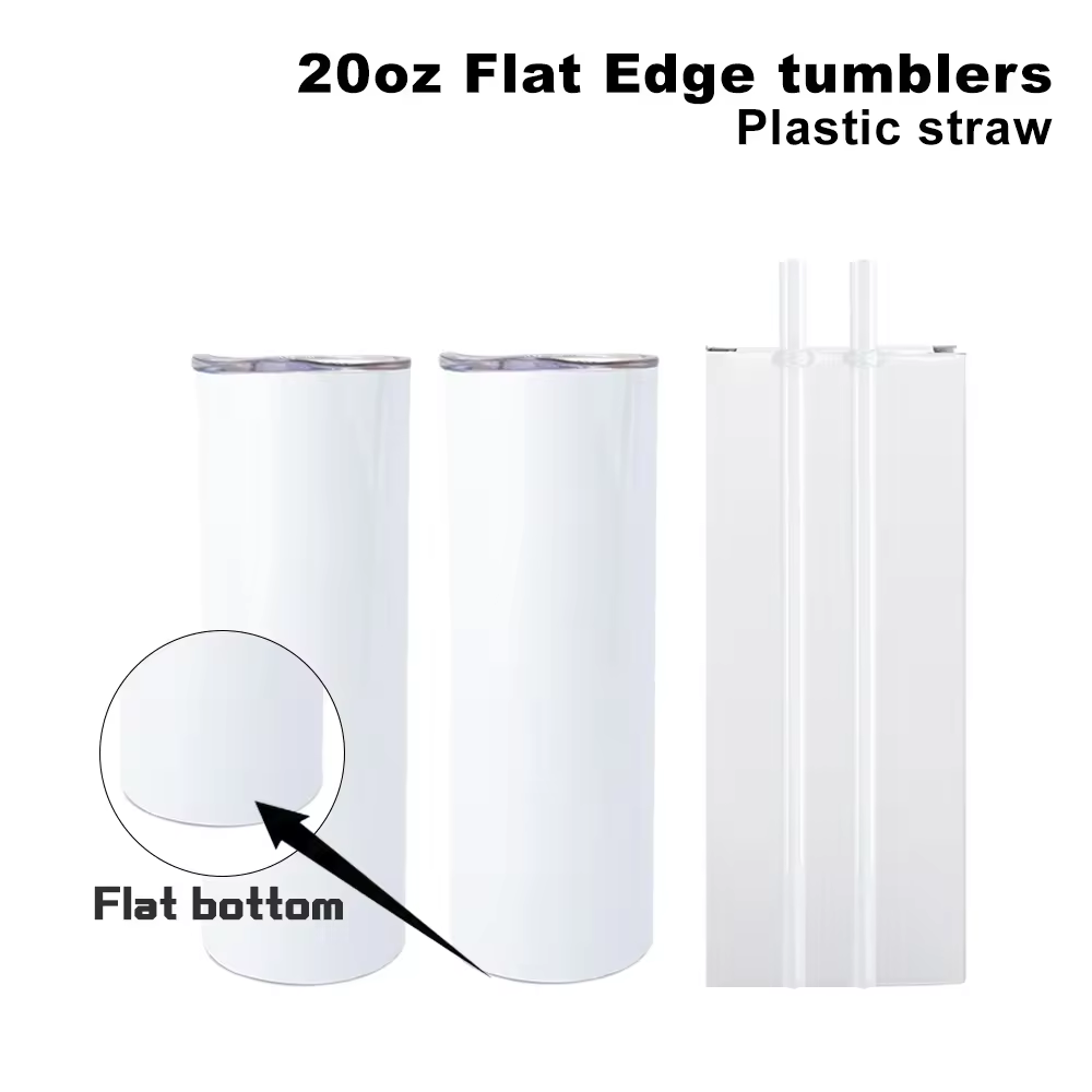 RTS US Warehouse 20oz FLAT EDGE completely straight sublimation tumbler