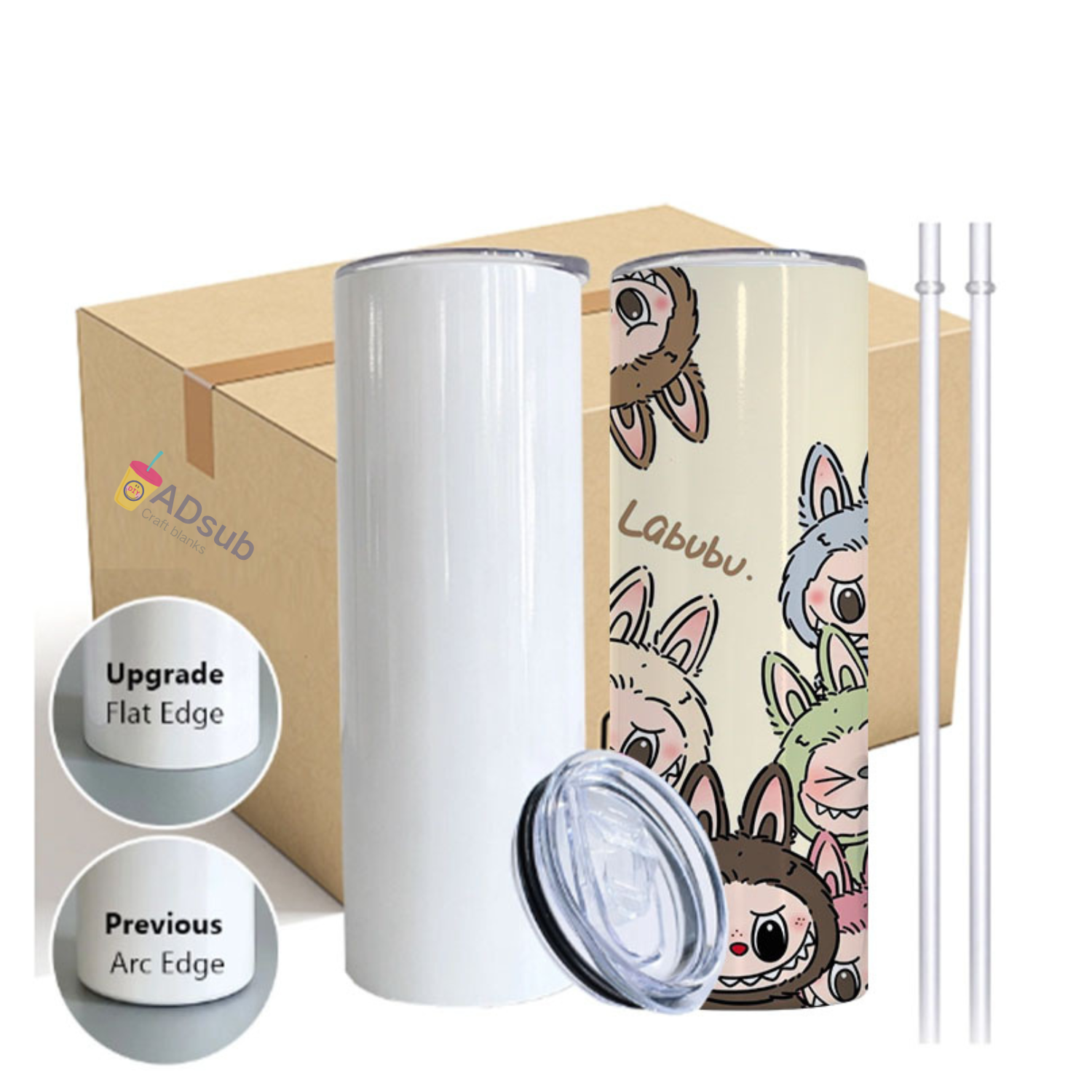 RTS US Warehouse 20oz FLAT EDGE completely straight sublimation tumbler