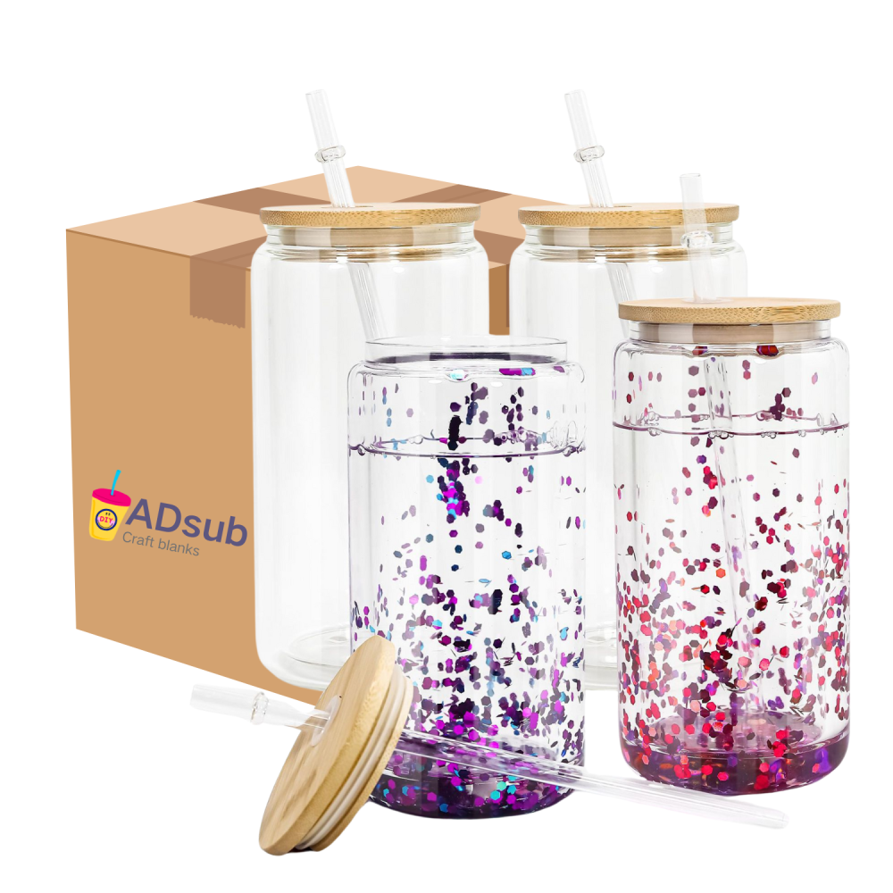 RTS US Warehouse 25pack 16oz double wall glass snow globe tumbler pre-drillled