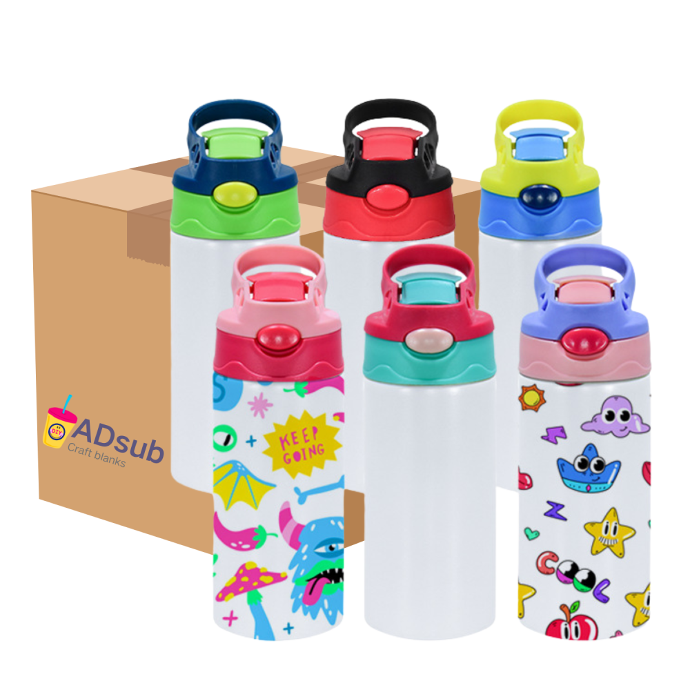 RTS USA Warehouse12oz Kids Flip-top White Sublimation water bottle