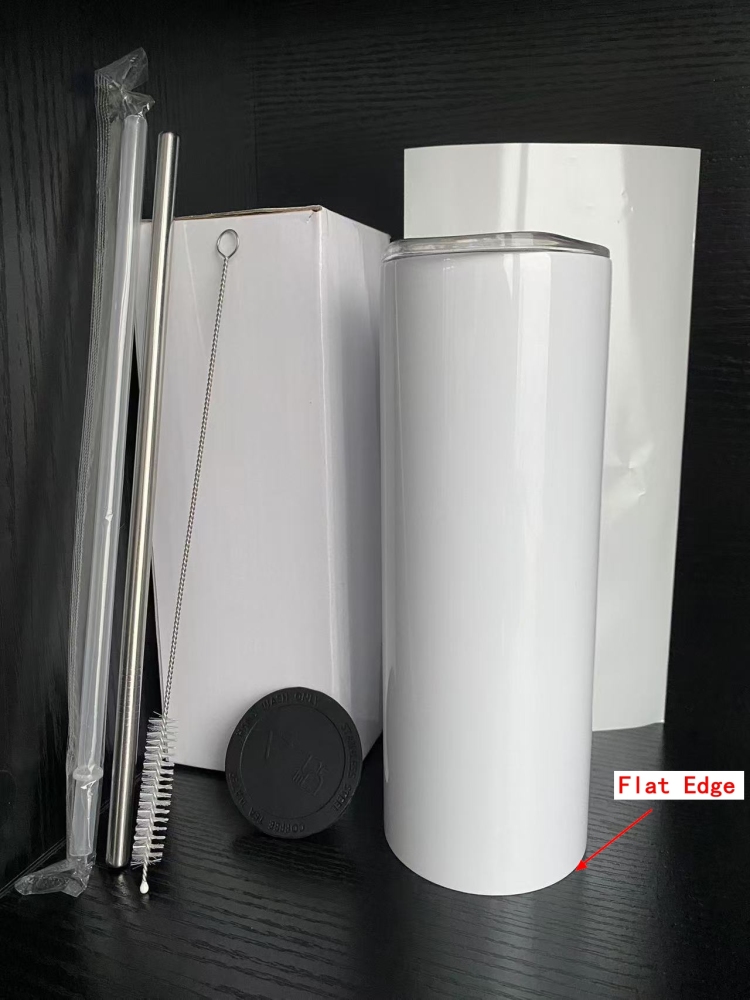 RTS US Warehouse 20oz FLAT EDGE completely straight sublimation tumbler