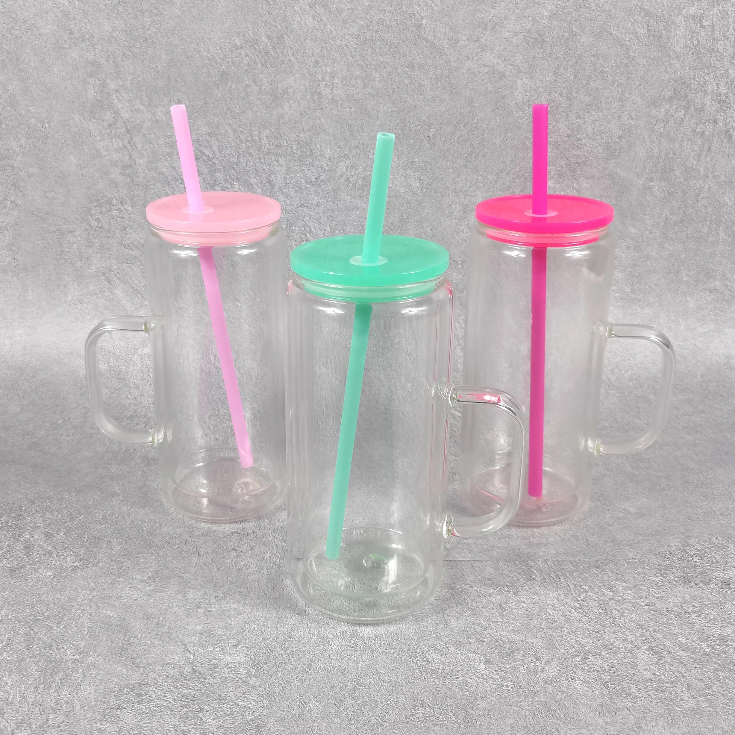 RTS US 16oz double wall glass snow globe cups with handle , pre-drilled snow globe tumber