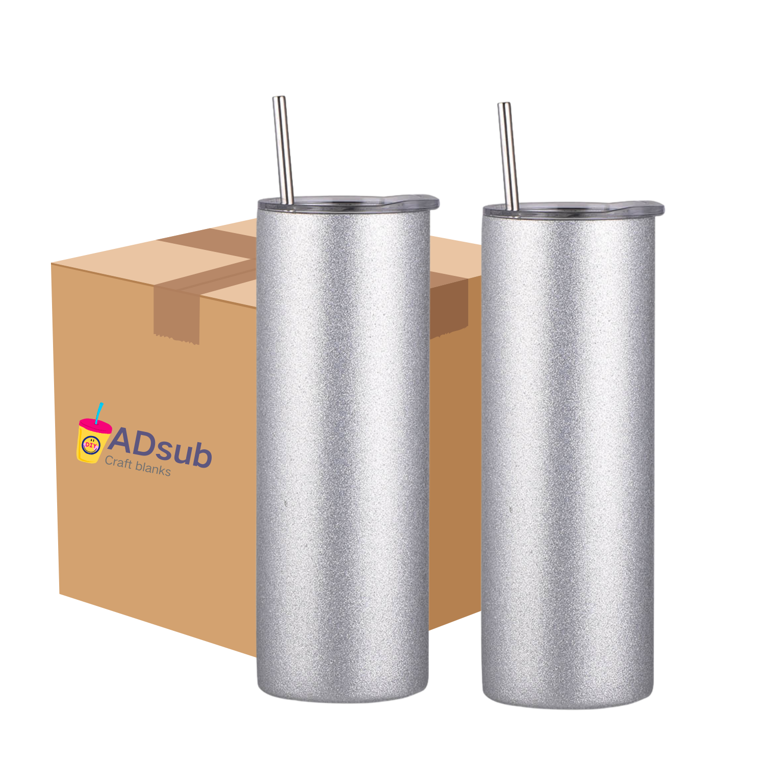 RTS US warehouse 5pack 20oz Sublimation silver Glitter Tumbler