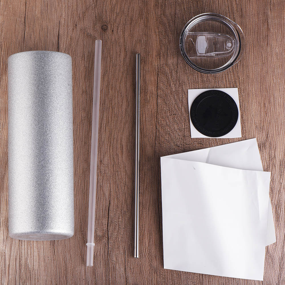 RTS US warehouse 5pack 20oz Sublimation silver Glitter Tumbler