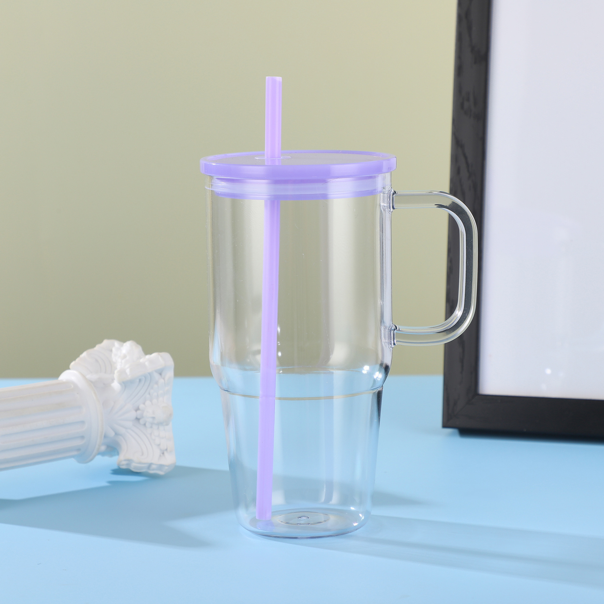 RTS CHINA 20oz plastic cups with colorful lids and straw  Portable outdoor water bottle