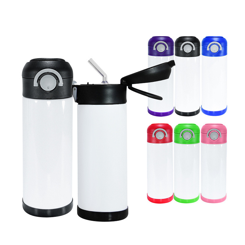 RTS USA Warehouse12oz Kids Flip-top White Sublimation water bottle