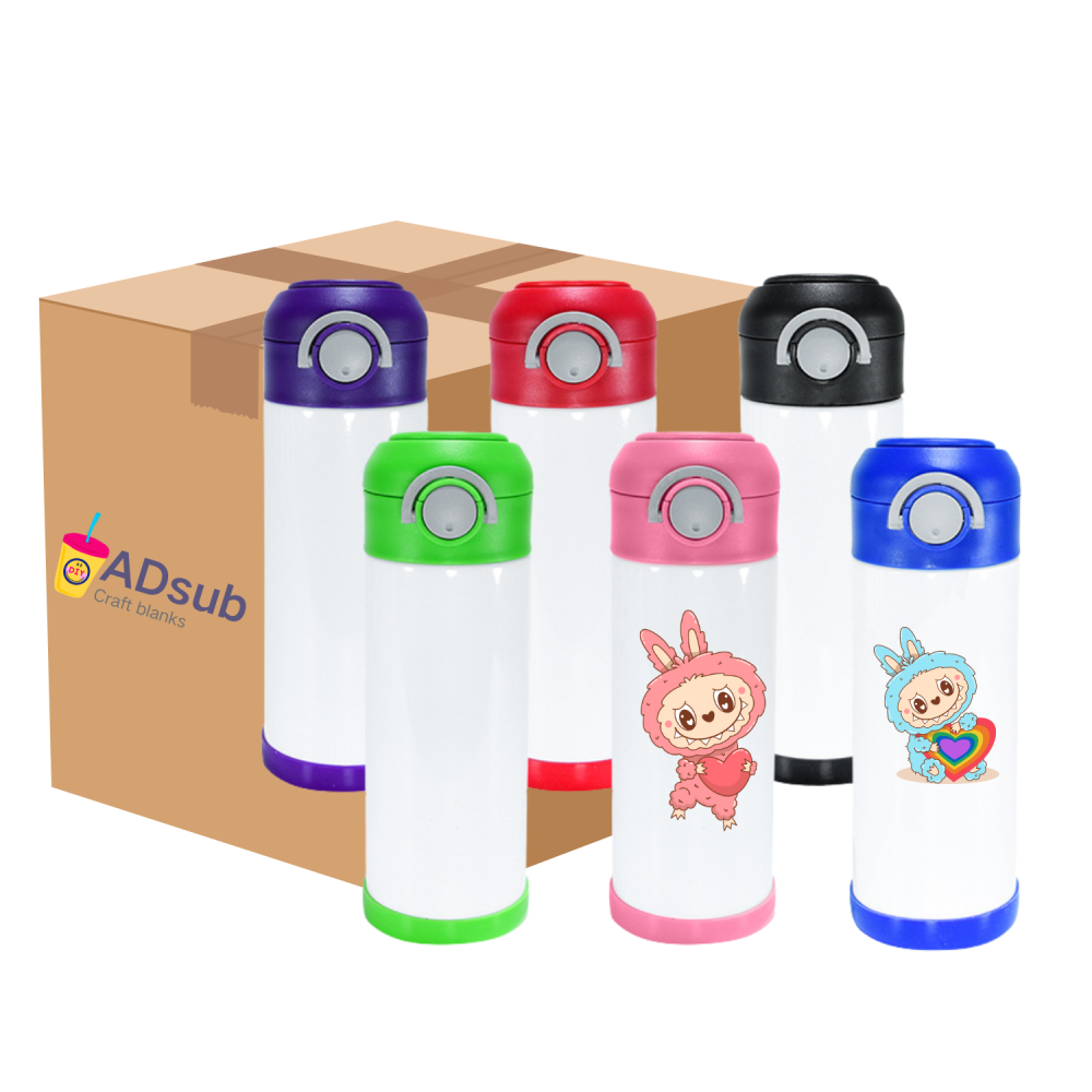 RTS USA Warehouse12oz Kids Flip-top White Sublimation water bottle