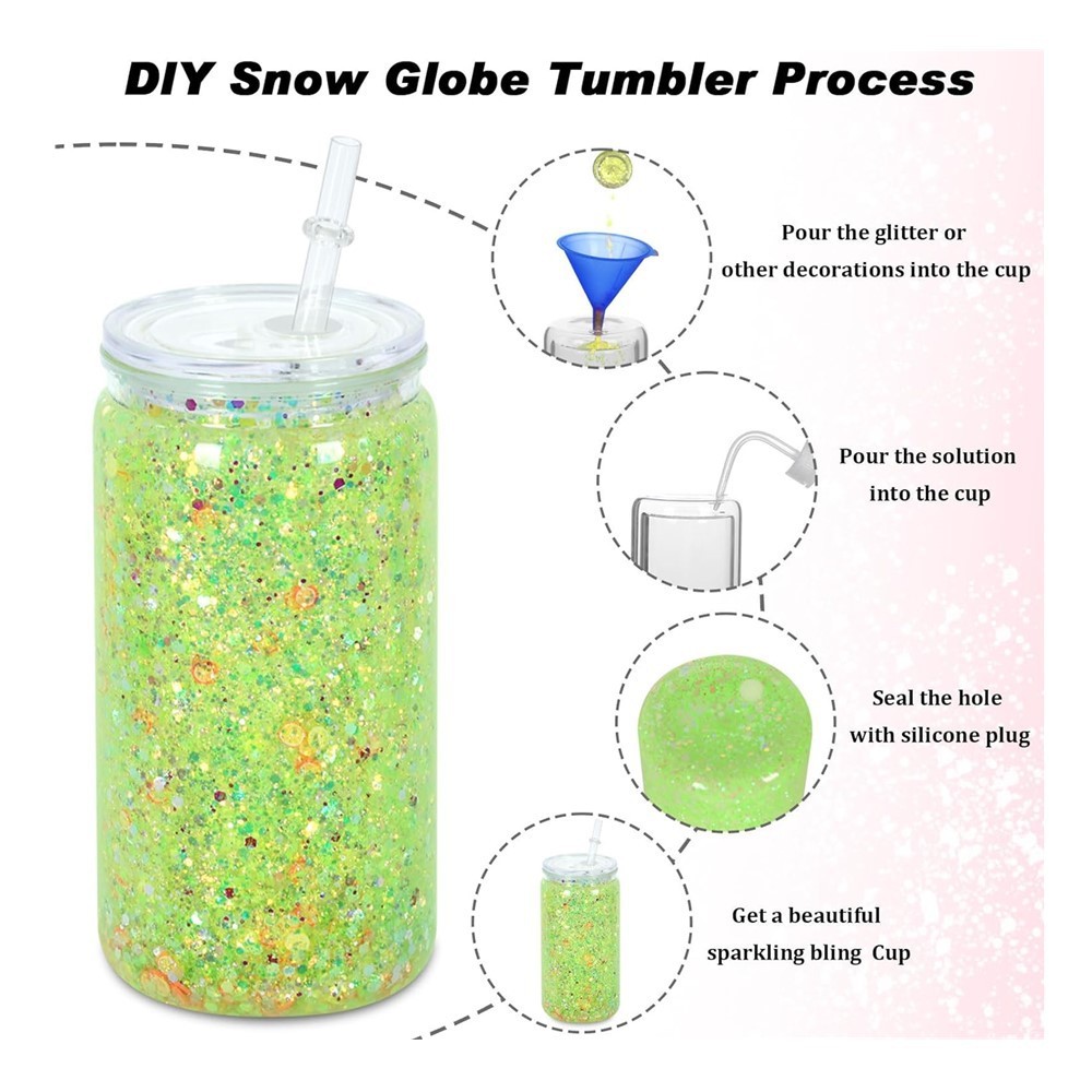 RTS US Warehouse 25pack 16oz or 20oz double wall plastic snow globe tumbler pre-drillled