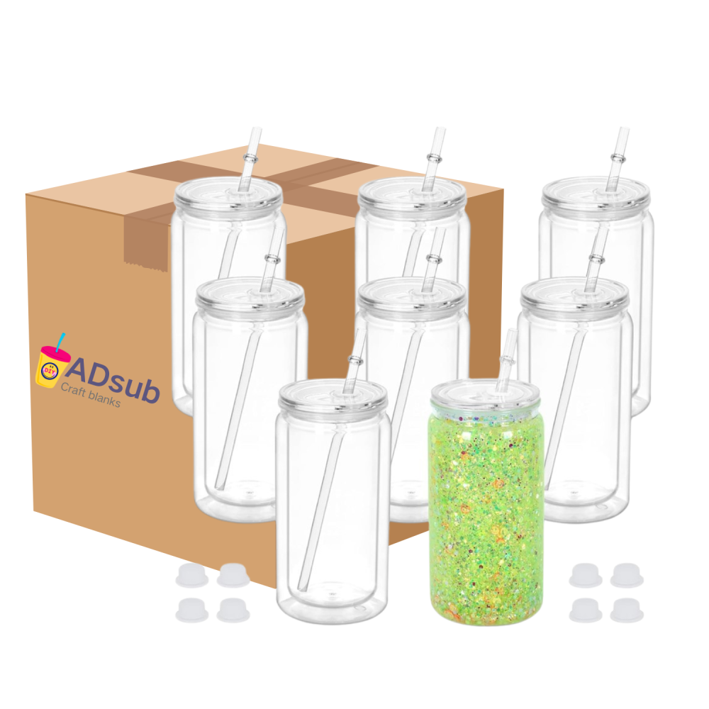 RTS US Warehouse 25pack 16oz or 20oz double wall plastic snow globe tumbler pre-drillled