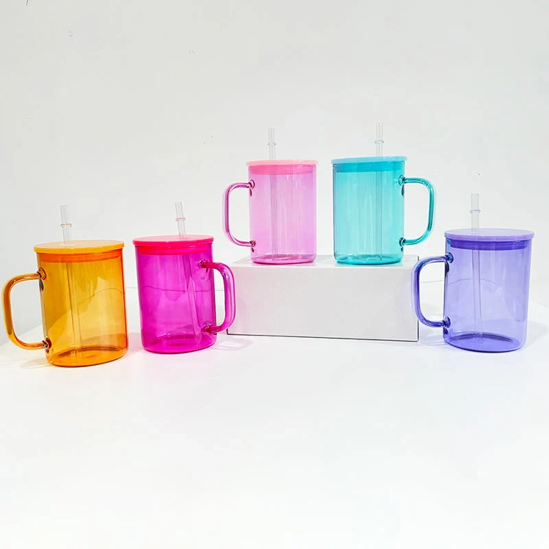 RTS US warehouse 25pack 17oz Jelly Coloured Glass Mugs with Handle -sublimation glass mug