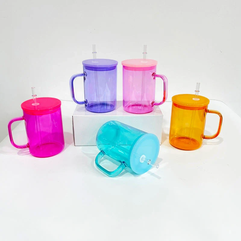 RTS US warehouse 25pack 17oz Jelly Coloured Glass Mugs with Handle -sublimation glass mug