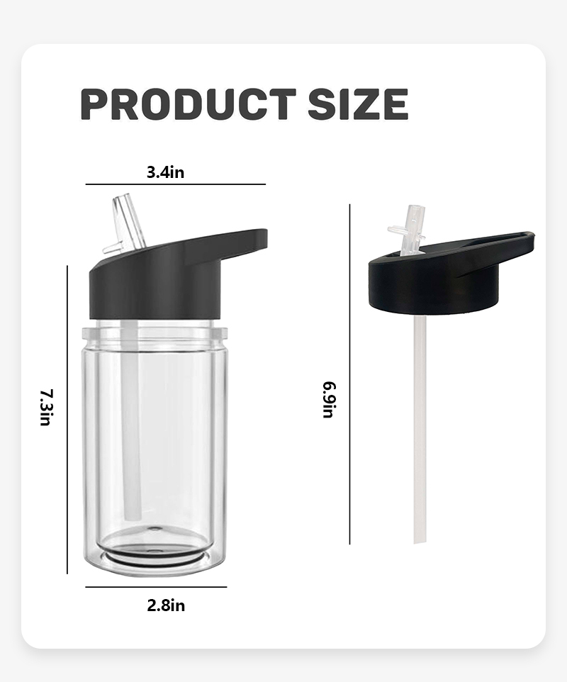 RTS US warehouse 50pack 10 oz Acrylic Snow Globe Cups, Double Wall Clear Plastic Snowglobe Tumbler with Pre Drilled Hole
