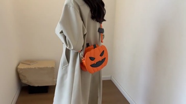 RTS CHINA  Hollaween style PU shoulder bag，Halloween Pumpkin Bag