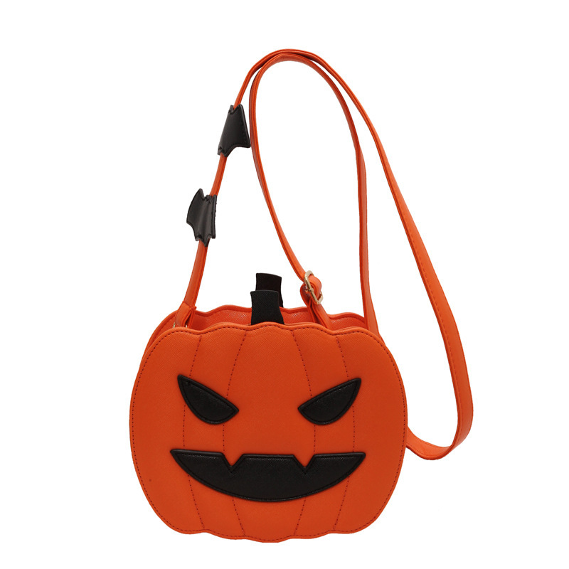 RTS CHINA  Hollaween style PU shoulder bag，Halloween Pumpkin Bag