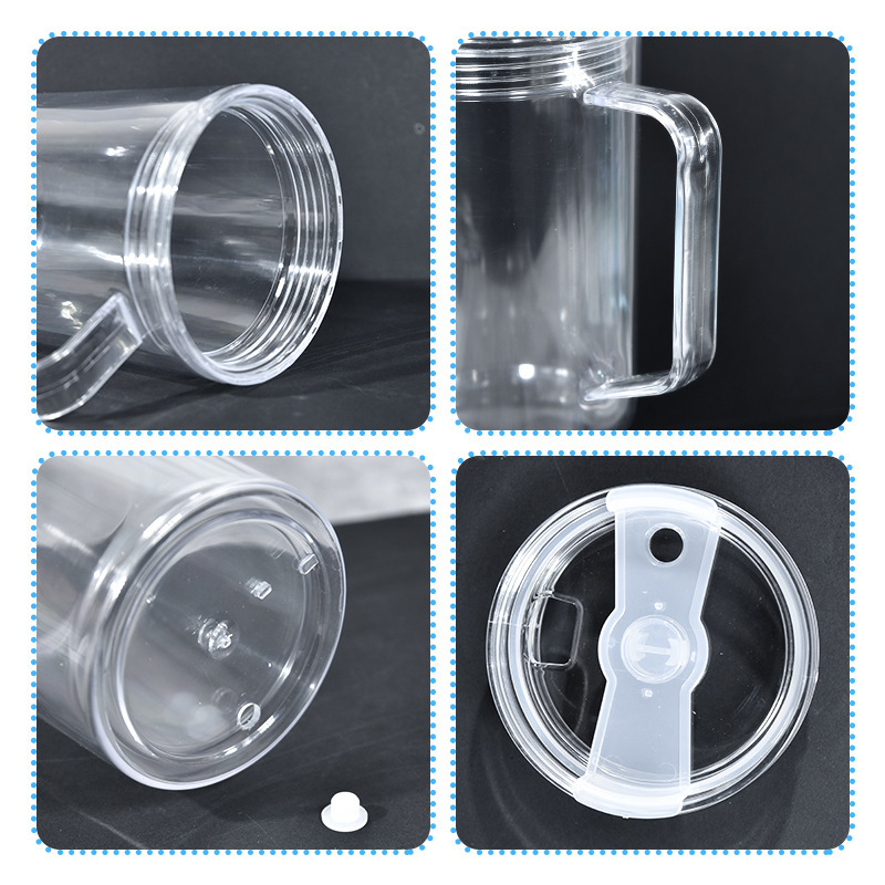 RTS US warehouse 20pack 40oz Acrylic Snow Globe Cups, Double Wall Clear Plastic Snowglobe Tumbler with Pre Drilled Hole