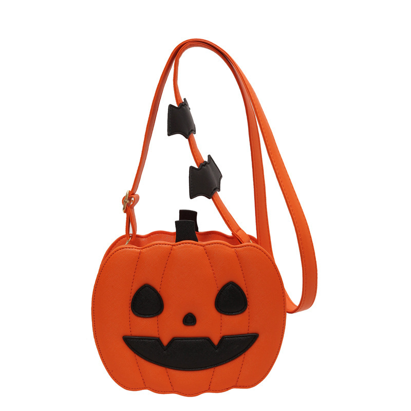 RTS CHINA  Hollaween style PU shoulder bag，Halloween Pumpkin Bag