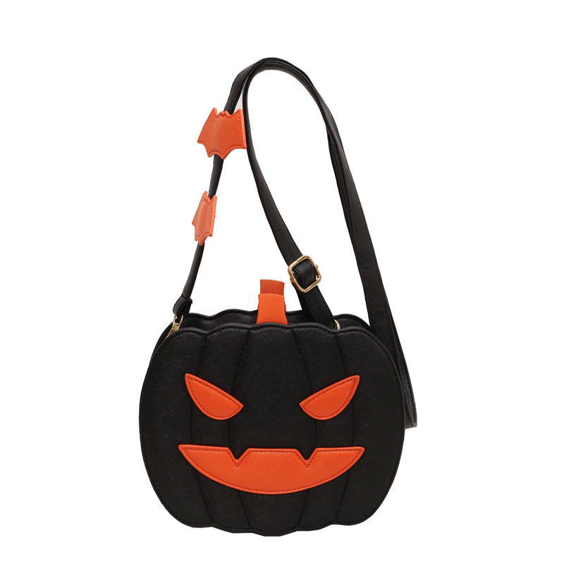 RTS CHINA  Hollaween style PU shoulder bag，Halloween Pumpkin Bag