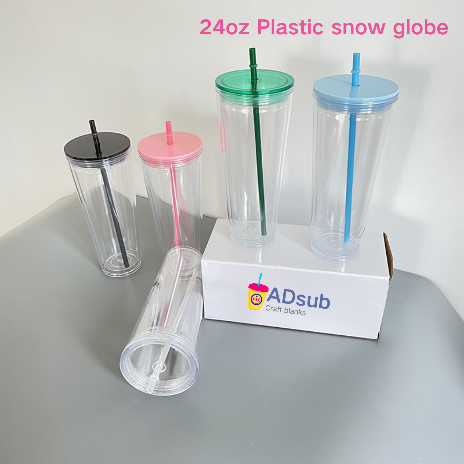 RTS US warehouse 20pack 24oz Clear Acrylic Snowglobe Tumbler