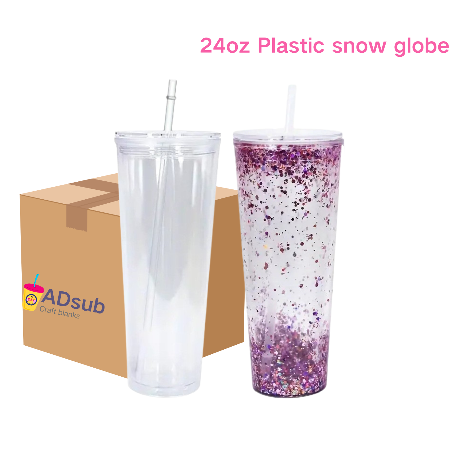 RTS US warehouse 20pack 24oz Clear Acrylic Snowglobe Tumbler