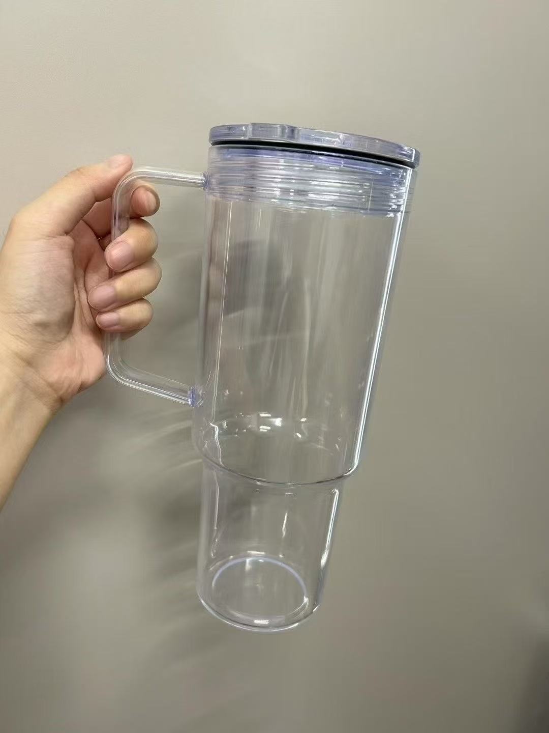 RTS US warehouse 20pack 40oz Acrylic Snow Globe Cups, Double Wall Clear Plastic Snowglobe Tumbler with Pre Drilled Hole