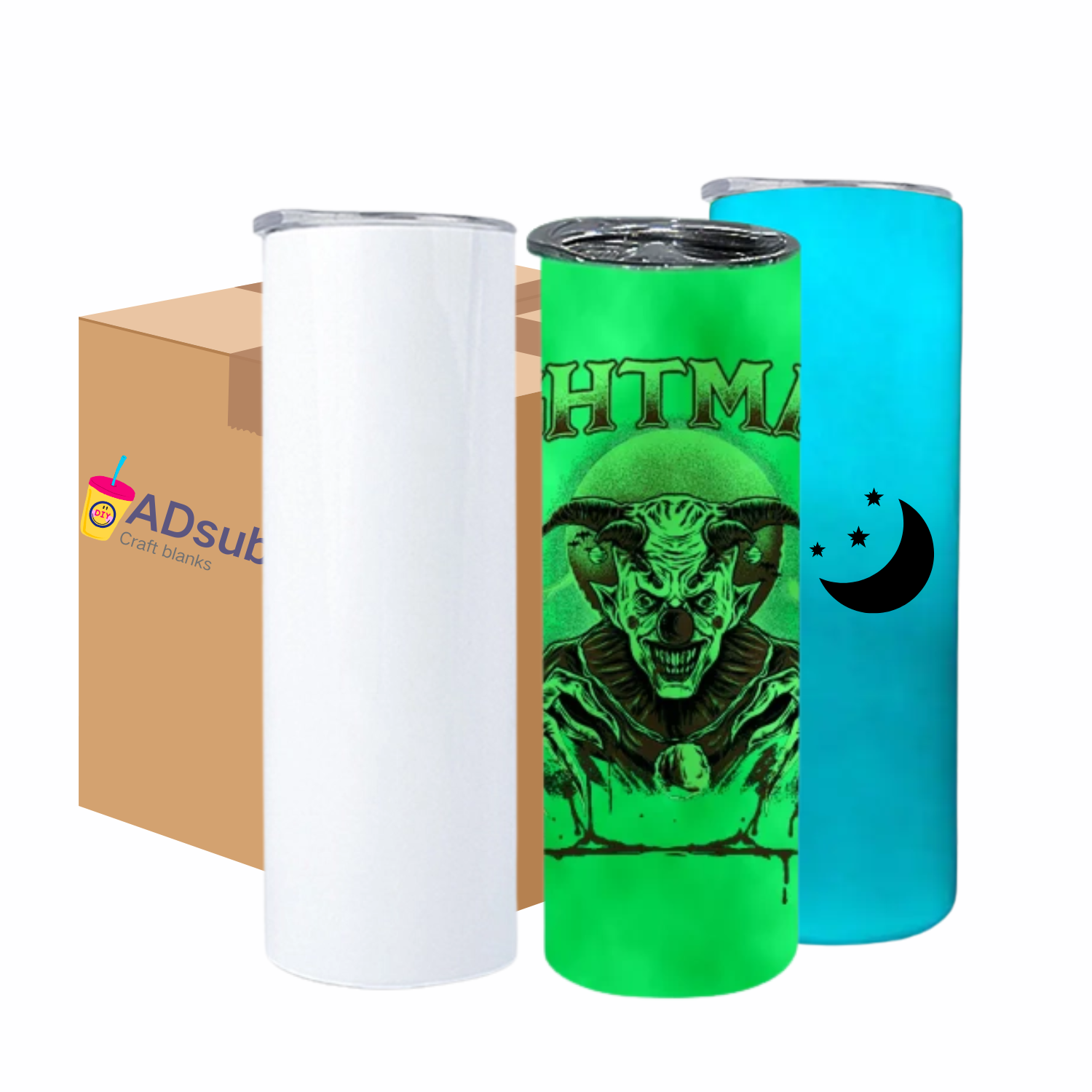 RTS US warehouse 25pck Glow In The Dark Sublimation Tumbler 20oz skinny tumbler