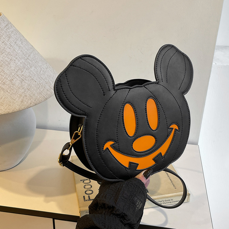RTS CHINA  Hollaween style PU shoulder bag，Halloween Pumpkin mickey Bag