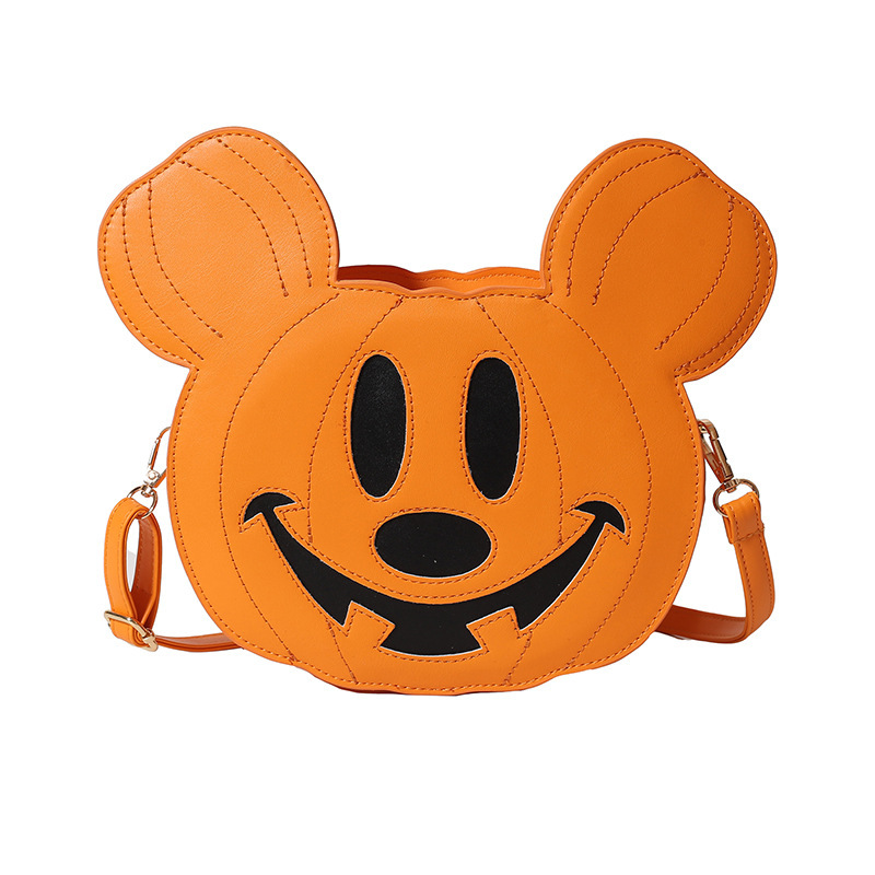 RTS CHINA  Hollaween style PU shoulder bag，Halloween Pumpkin mickey Bag