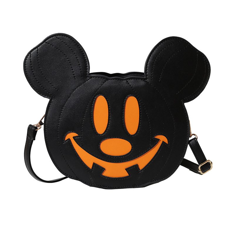 RTS CHINA  Hollaween style PU shoulder bag，Halloween Pumpkin mickey Bag