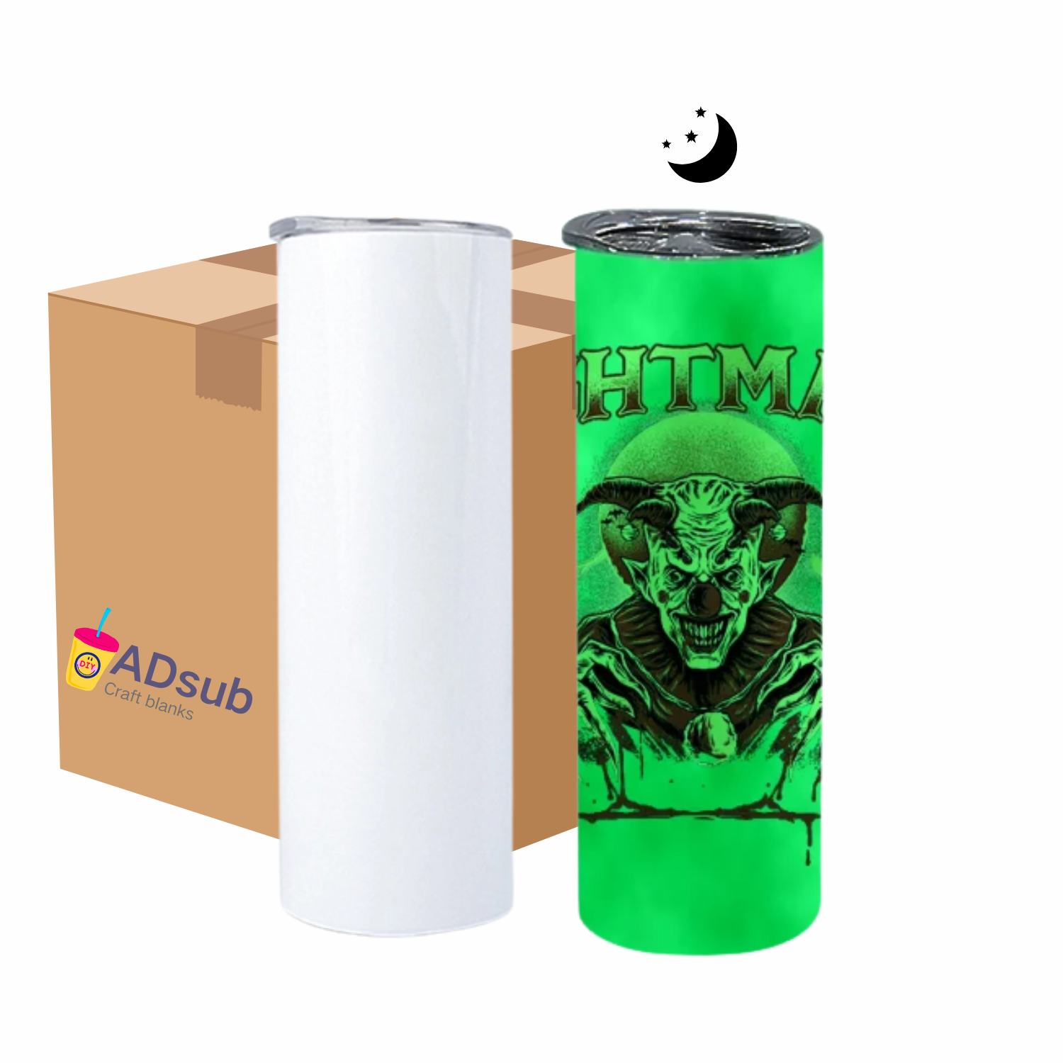 RTS US warehouse 25pck Glow In The Dark Sublimation Tumbler 20oz skinny tumbler