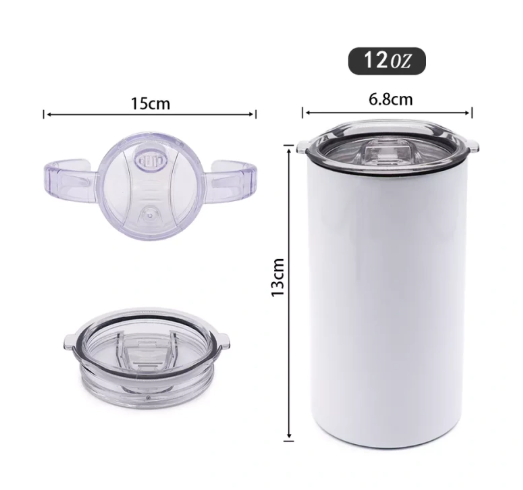 wholesale 24pack 12oz Straight Sublimation Sippy Cup With Dual Lids